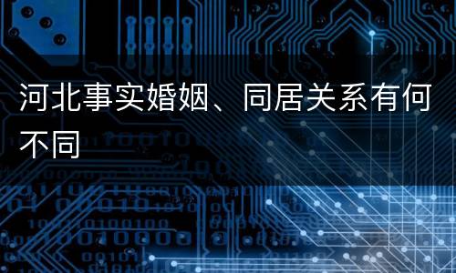 河北事实婚姻、同居关系有何不同