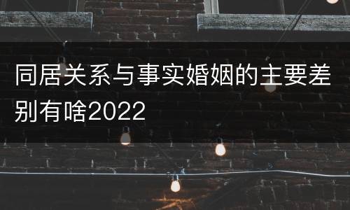 同居关系与事实婚姻的主要差别有啥2022