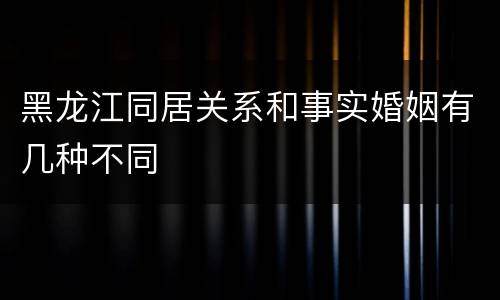 黑龙江同居关系和事实婚姻有几种不同