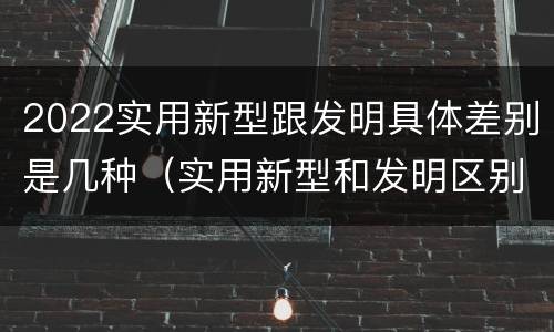 2022实用新型跟发明具体差别是几种（实用新型和发明区别）