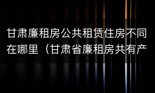 甘肃廉租房公共租赁住房不同在哪里（甘肃省廉租房共有产权管理办法）