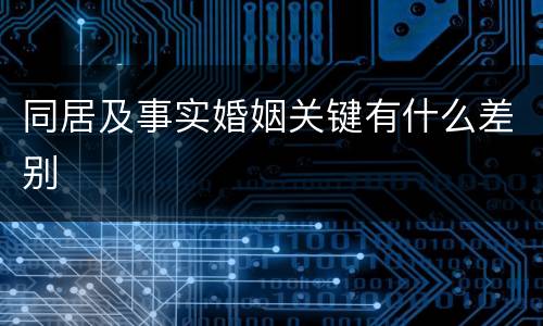 同居及事实婚姻关键有什么差别