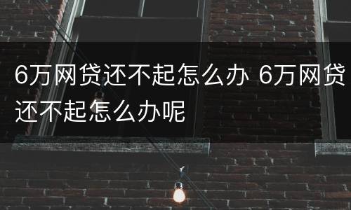 6万网贷还不起怎么办 6万网贷还不起怎么办呢