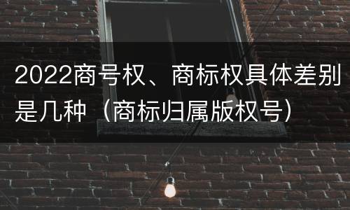 2022商号权、商标权具体差别是几种（商标归属版权号）