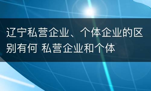 辽宁私营企业、个体企业的区别有何 私营企业和个体