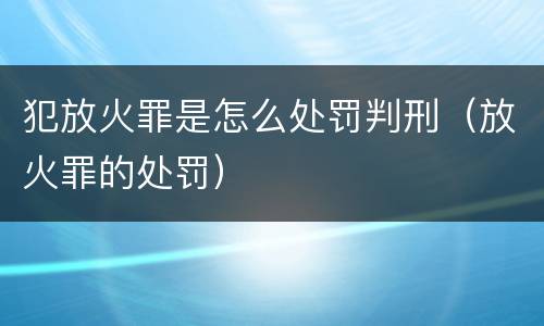 犯放火罪是怎么处罚判刑（放火罪的处罚）