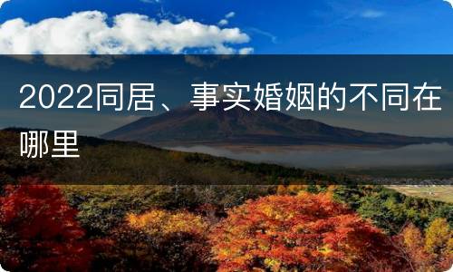 2022同居、事实婚姻的不同在哪里