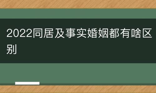2022同居及事实婚姻都有啥区别
