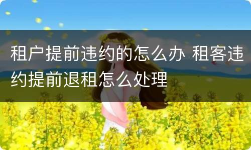 租户提前违约的怎么办 租客违约提前退租怎么处理