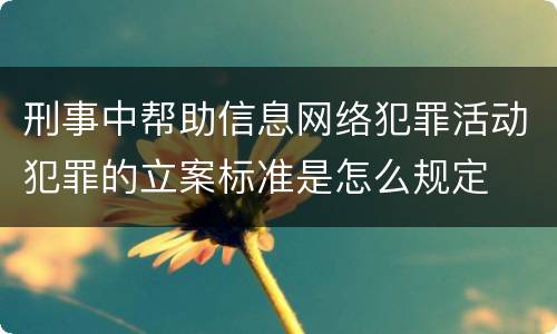 刑事中帮助信息网络犯罪活动犯罪的立案标准是怎么规定