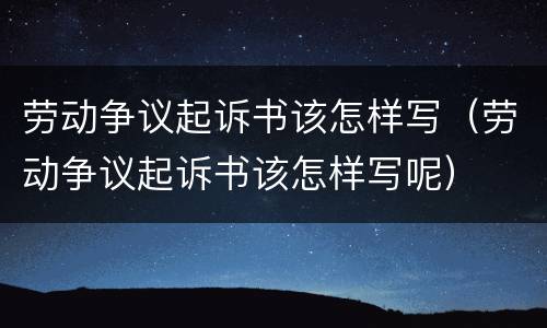 劳动争议起诉书该怎样写（劳动争议起诉书该怎样写呢）