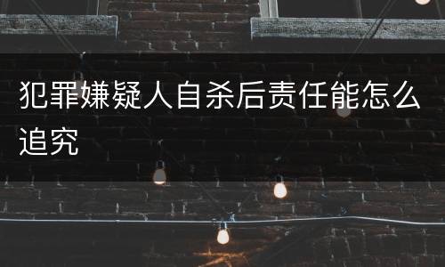 犯罪嫌疑人自杀后责任能怎么追究
