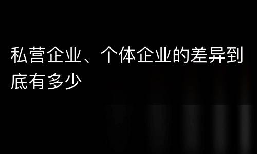 私营企业、个体企业的差异到底有多少