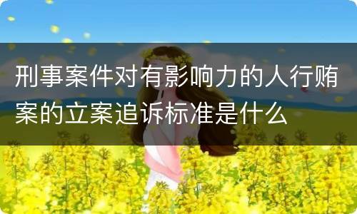 刑事案件对有影响力的人行贿案的立案追诉标准是什么
