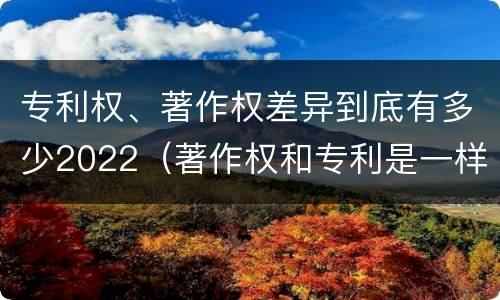专利权、著作权差异到底有多少2022（著作权和专利是一样的吗）