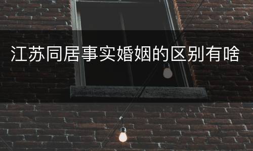 江苏同居事实婚姻的区别有啥