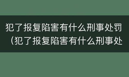 犯了报复陷害有什么刑事处罚（犯了报复陷害有什么刑事处罚案例）