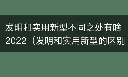 发明和实用新型不同之处有啥2022（发明和实用新型的区别有）