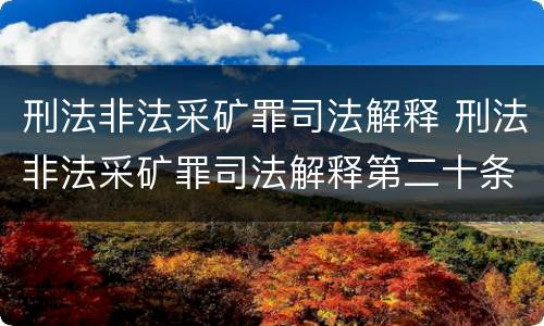 刑法非法采矿罪司法解释 刑法非法采矿罪司法解释第二十条