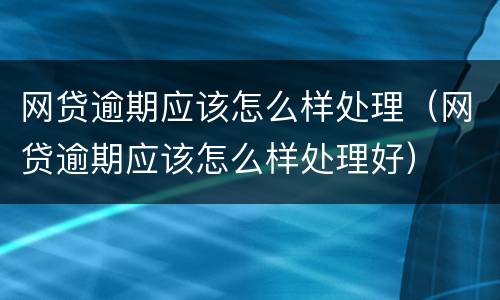 网贷逾期应该怎么样处理（网贷逾期应该怎么样处理好）