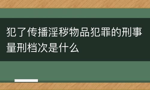 犯了传播淫秽物品犯罪的刑事量刑档次是什么