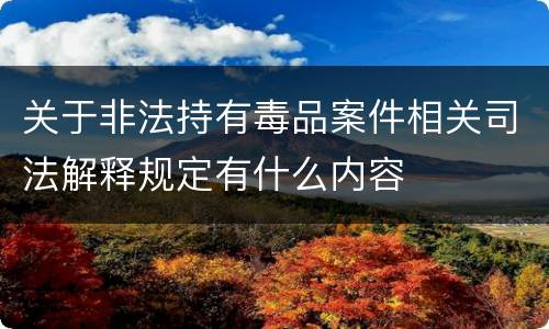 关于非法持有毒品案件相关司法解释规定有什么内容
