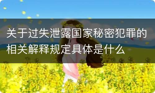 关于过失泄露国家秘密犯罪的相关解释规定具体是什么
