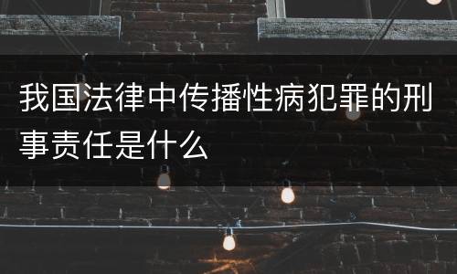 我国法律中传播性病犯罪的刑事责任是什么