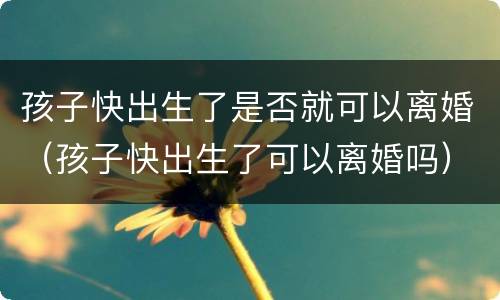 孩子快出生了是否就可以离婚（孩子快出生了可以离婚吗）
