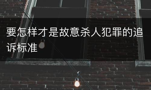 要怎样才是故意杀人犯罪的追诉标准