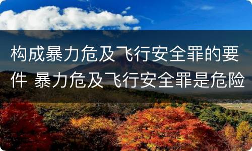 构成暴力危及飞行安全罪的要件 暴力危及飞行安全罪是危险犯吗