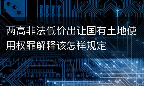 两高非法低价出让国有土地使用权罪解释该怎样规定