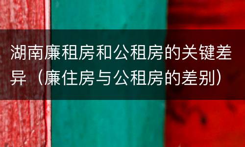 湖南廉租房和公租房的关键差异（廉住房与公租房的差别）