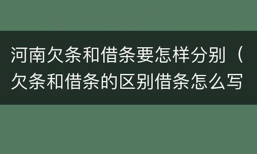 河南欠条和借条要怎样分别（欠条和借条的区别借条怎么写）
