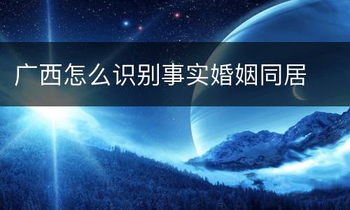 广西怎么识别事实婚姻同居