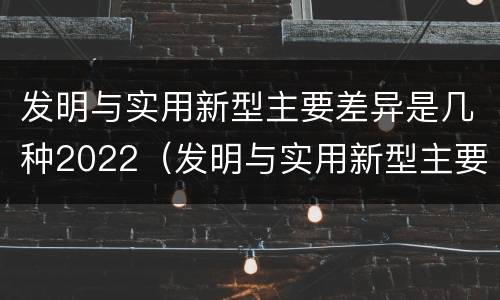 发明与实用新型主要差异是几种2022（发明与实用新型主要差异是几种2022年的）
