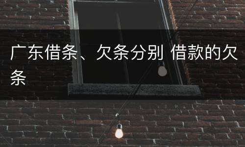 广东借条、欠条分别 借款的欠条
