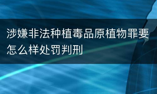 涉嫌非法种植毒品原植物罪要怎么样处罚判刑