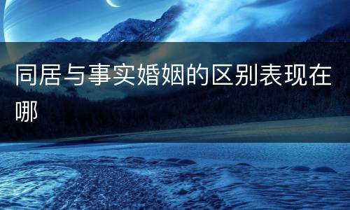 同居与事实婚姻的区别表现在哪
