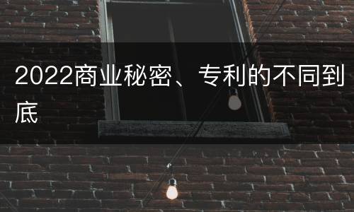 2022商业秘密、专利的不同到底