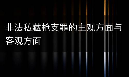非法私藏枪支罪的主观方面与客观方面