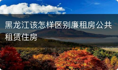 黑龙江该怎样区别廉租房公共租赁住房