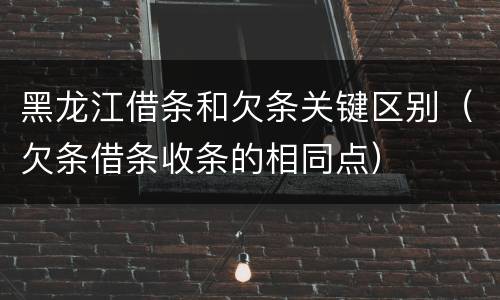 黑龙江借条和欠条关键区别（欠条借条收条的相同点）