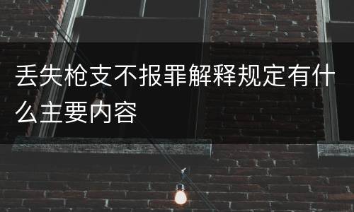 丢失枪支不报罪解释规定有什么主要内容