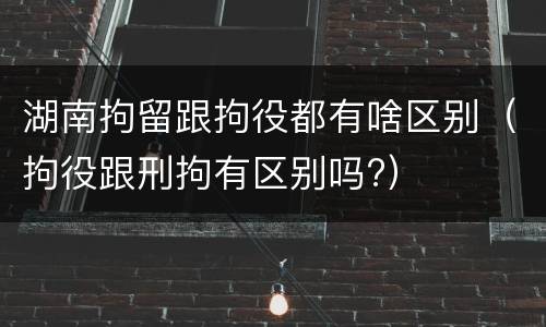 湖南拘留跟拘役都有啥区别（拘役跟刑拘有区别吗?）