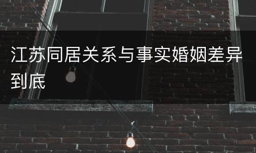 江苏同居关系与事实婚姻差异到底