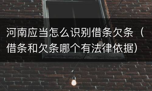 河南应当怎么识别借条欠条（借条和欠条哪个有法律依据）