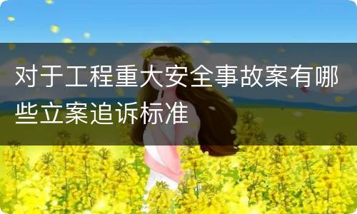 对于工程重大安全事故案有哪些立案追诉标准