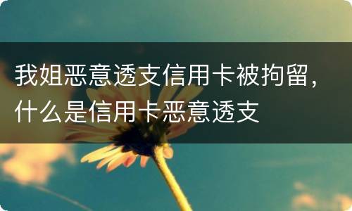 我姐恶意透支信用卡被拘留，什么是信用卡恶意透支