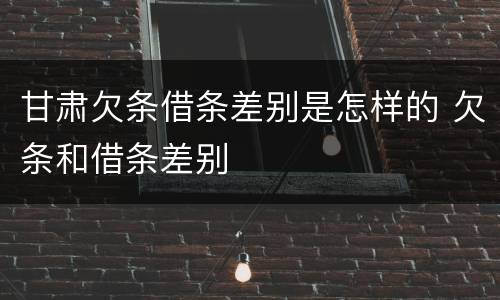 甘肃欠条借条差别是怎样的 欠条和借条差别